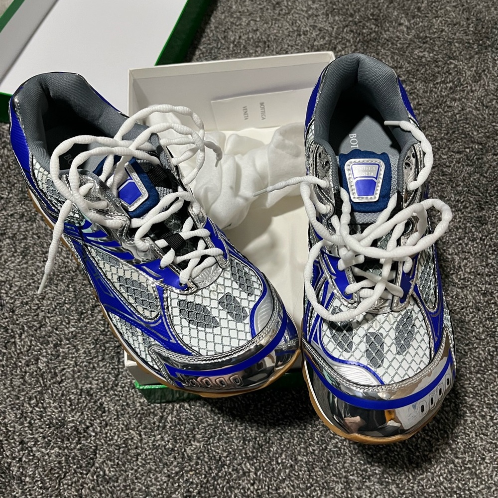 Stylish Blue and Silver Athletic Shoes